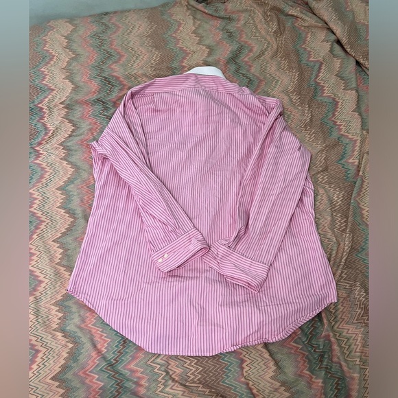 Polo by Ralph Lauren Pink Stripe Contrast Collar Dress Shirt 16.5 - Picture 7 of 11